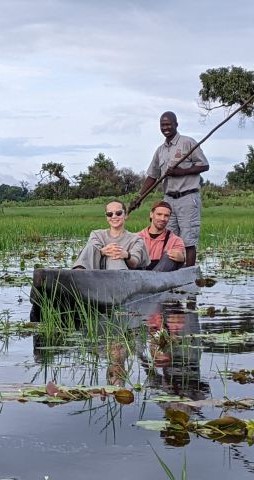 Guests enjoying a morning okavango mokoro trip.