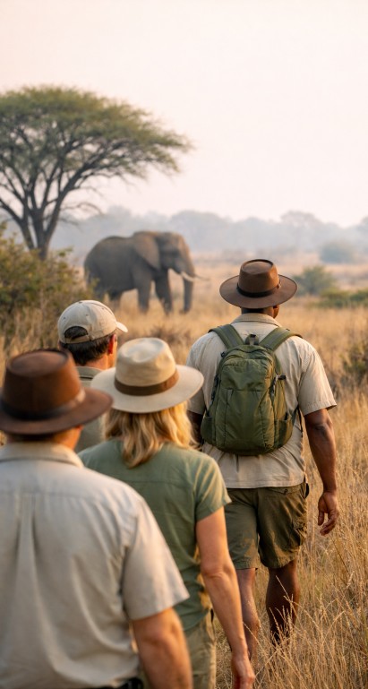Guided game walk on an Okavango mokoro safari
